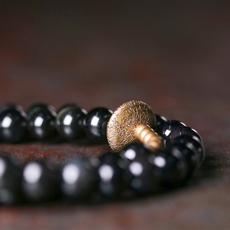 Bracelet double tour en obsidienne arc-en-ciel et cuivre Love