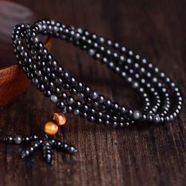 Bracelet de guérison joyeux en obsidienne arc-en-ciel
