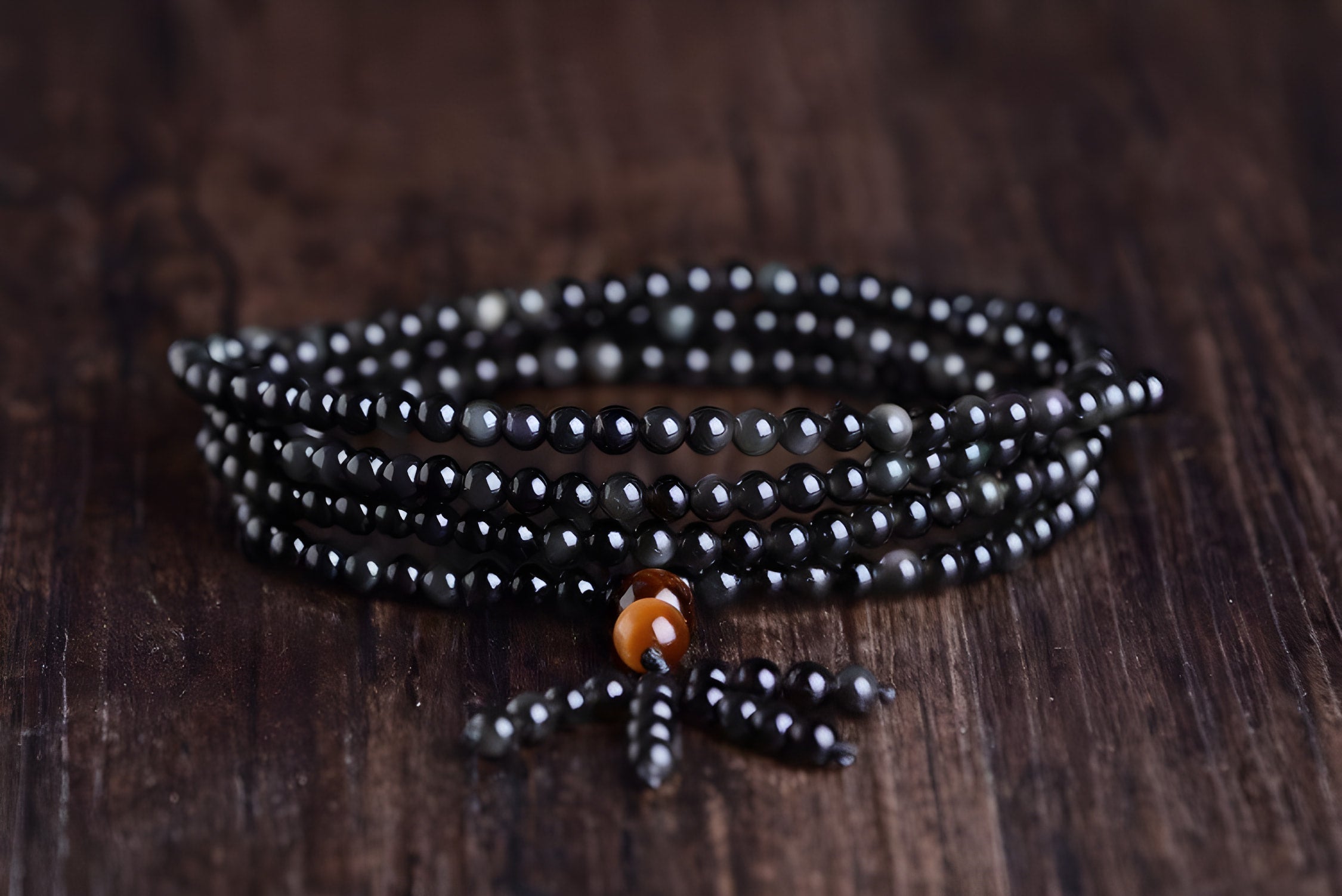 Bracelet de guérison joyeux en obsidienne arc-en-ciel