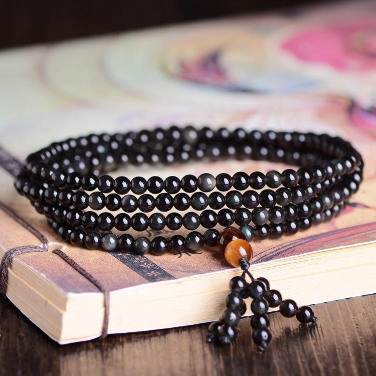 Bracelet de guérison joyeux en obsidienne arc-en-ciel