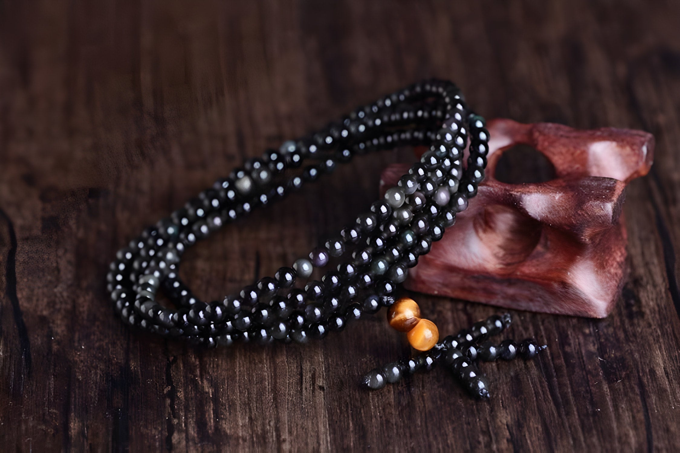 Bracelet de guérison joyeux en obsidienne arc-en-ciel