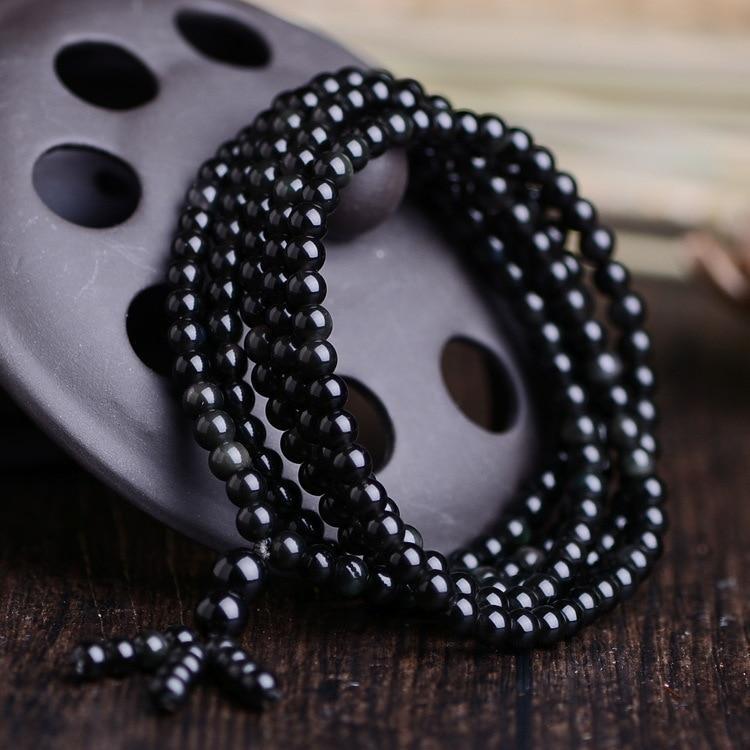 Bracelet de guérison joyeux en obsidienne arc-en-ciel