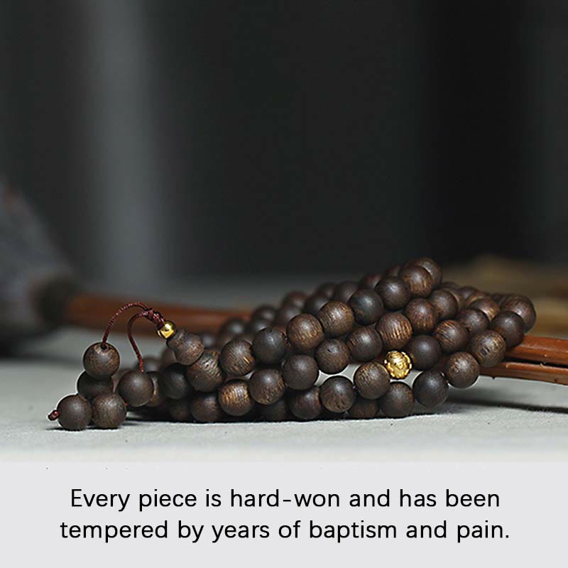 Bracelet rare en bois d'agar de Brunei avec perles en or pur