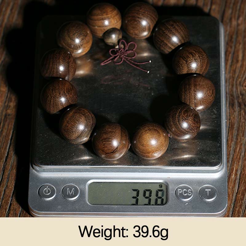 Bracelet spirituel en bois rare de Phoebe Zhennan, perles de 15 à 25 mm