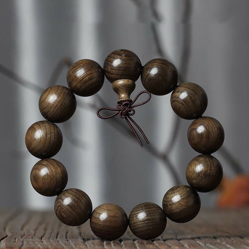 Bracelet spirituel en bois rare de Phoebe Zhennan, perles de 15 à 25 mm