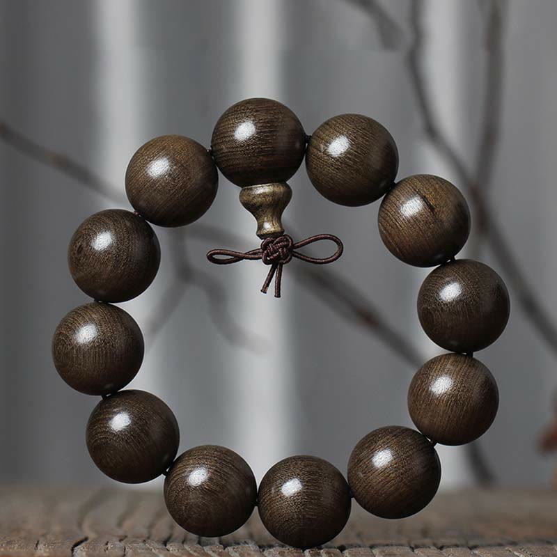 Bracelet spirituel en bois rare de Phoebe Zhennan, perles de 15 à 25 mm