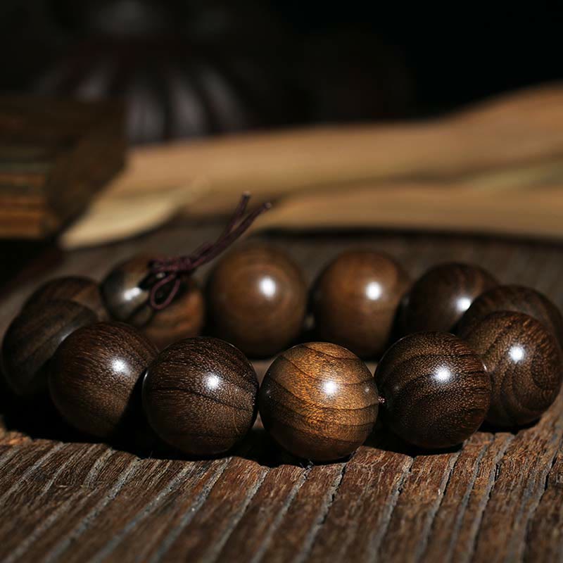 Bracelet spirituel en bois rare de Phoebe Zhennan, perles de 15 à 25 mm