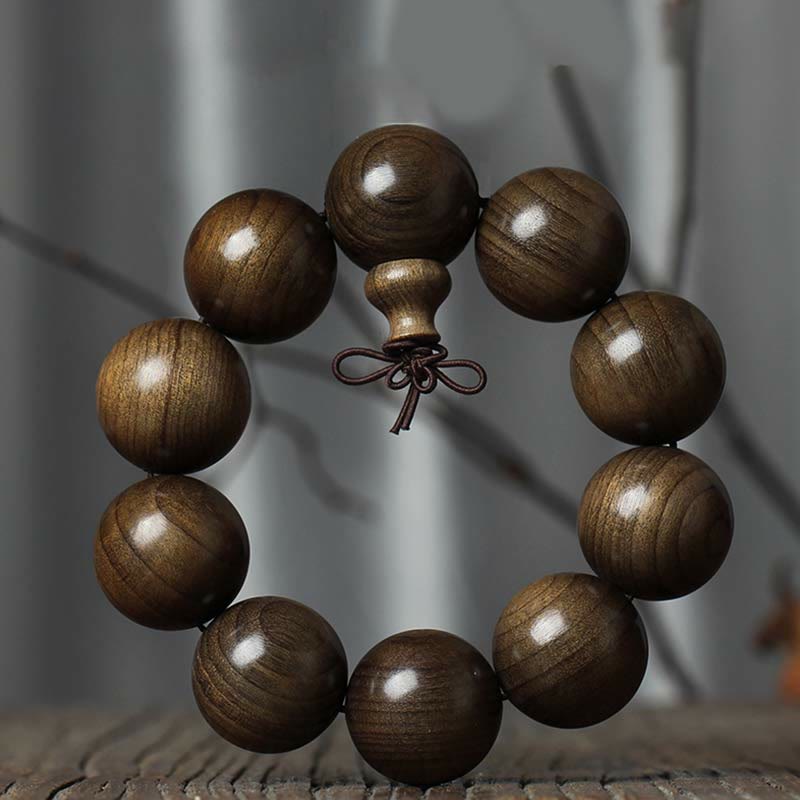 Bracelet spirituel en bois rare de Phoebe Zhennan, perles de 15 à 25 mm