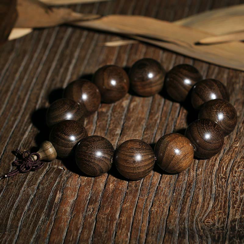 Bracelet spirituel en bois rare de Phoebe Zhennan, perles de 15 à 25 mm