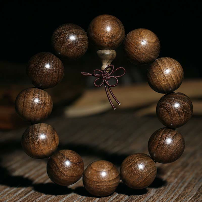 Bracelet spirituel en bois rare de Phoebe Zhennan, perles de 15 à 25 mm