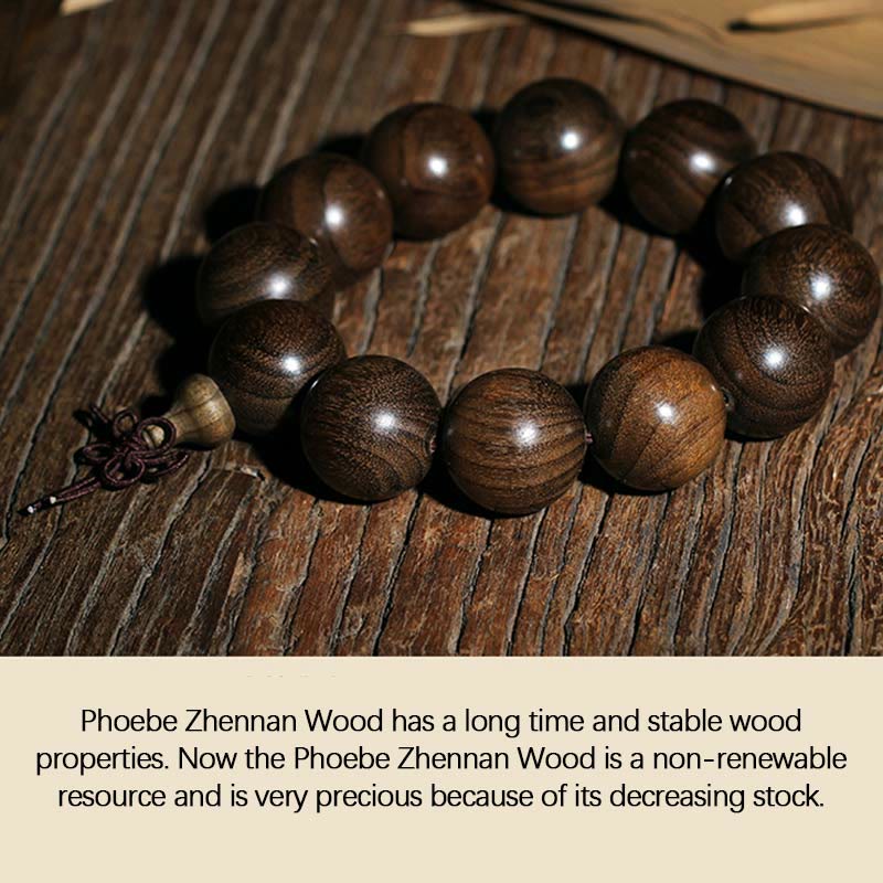 Bracelet spirituel en bois rare de Phoebe Zhennan, perles de 15 à 25 mm