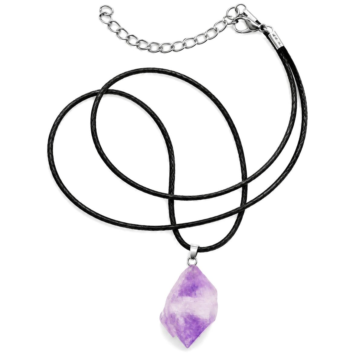 Raw Amethyst Crystal Pendant Necklace 16-19 Inch Meditation Jewelry, 16.14-18.89 inch / Amethyst, on a white background