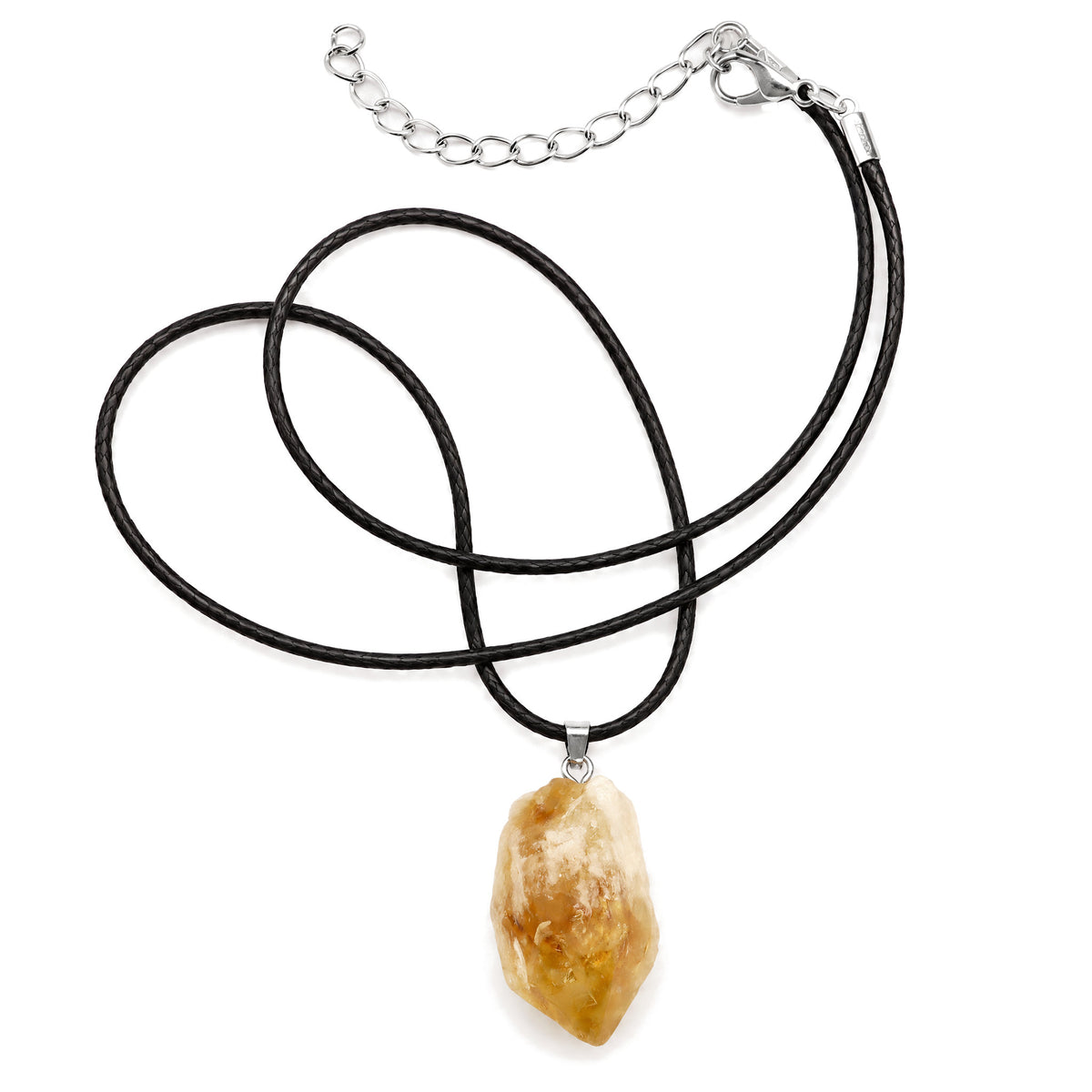 Raw Amethyst Crystal Pendant Necklace 16-19 Inch Meditation Jewelry, 16.14-18.89 inch / Citrine, on a white background