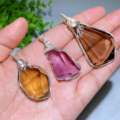 Collier de guérison avec pendentif en cristal brut de 1,2 à 2,0 pouces