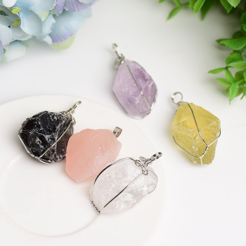 Raw Crystal Pendant - Natural Stone Healing Jewelry