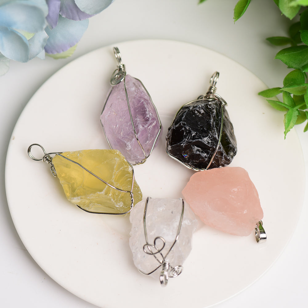 Raw Crystal Pendant - Natural Stone Healing Jewelry