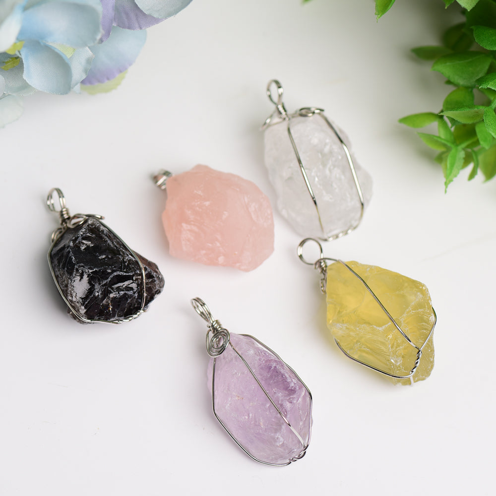 Raw Crystal Pendant - Natural Stone Healing Jewelry