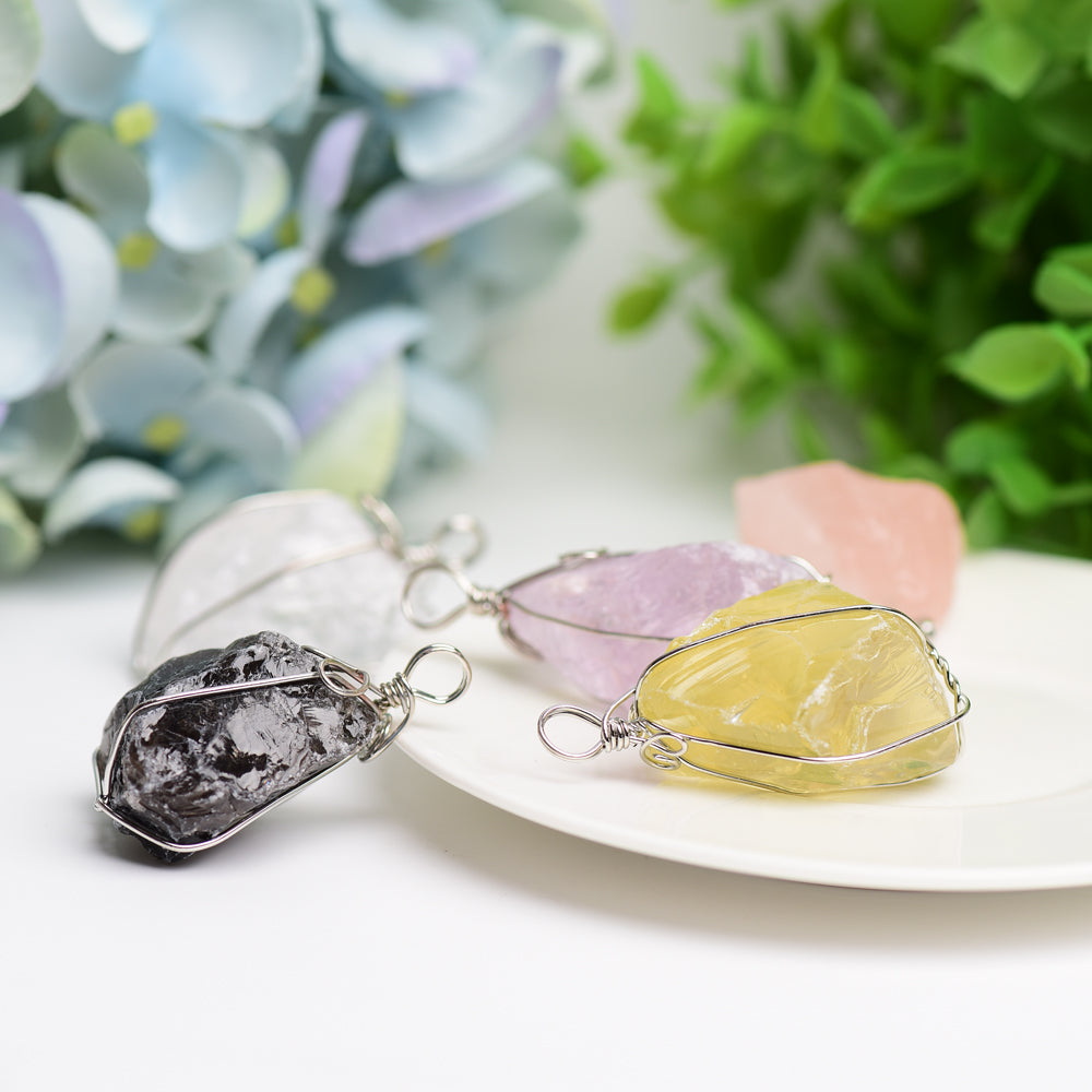 Raw Crystal Pendant - Natural Stone Healing Jewelry