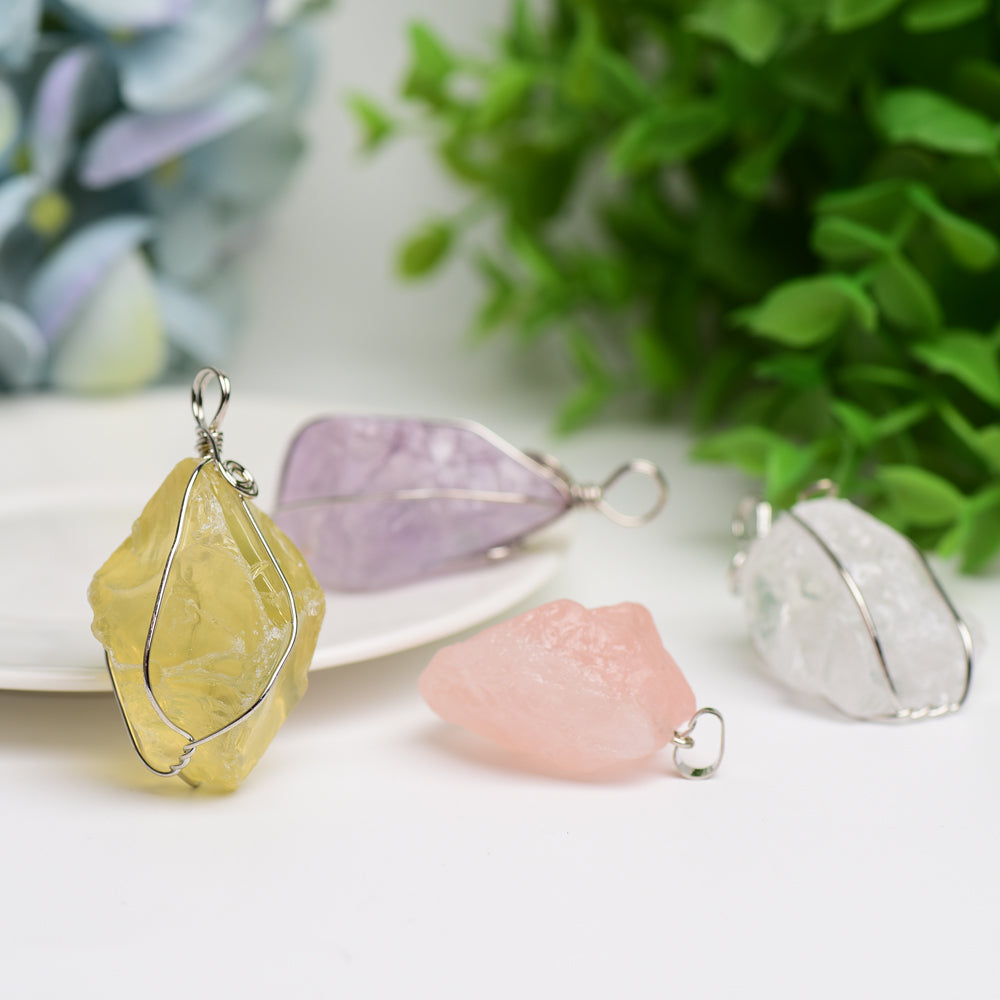 Raw Crystal Pendant - Natural Stone Healing Jewelry