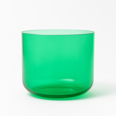 Ensemble de bols chantants en cristal vert clair Cosmic Light pour la méditation