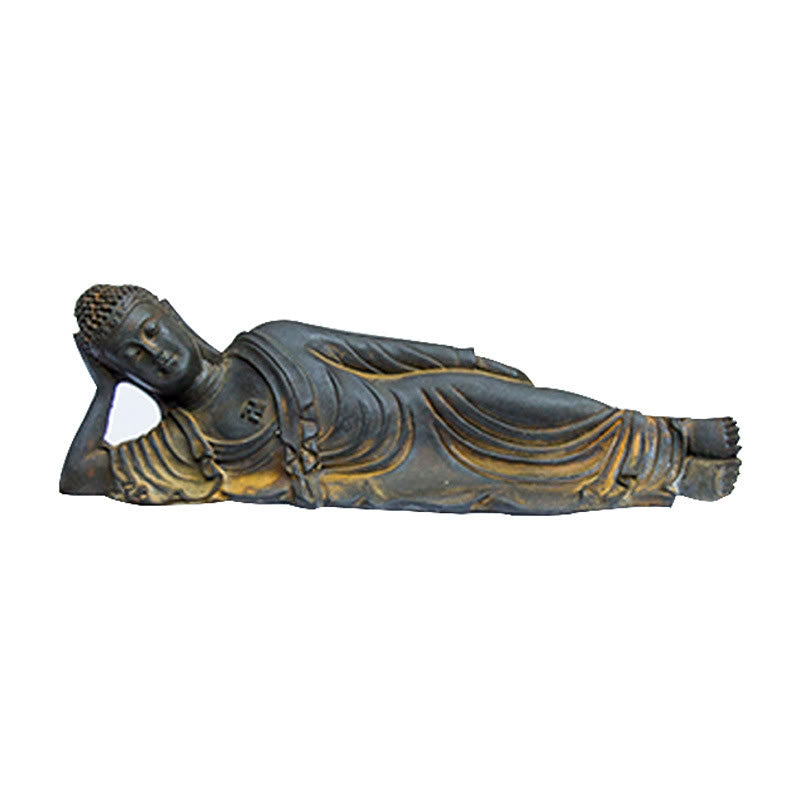 Statue de Bouddha couché en poudre de fer rouille coulée 17,5 cm Sculpture
