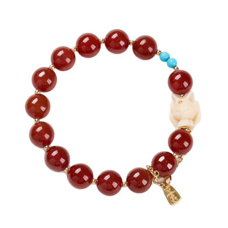 Bracelet en agate rouge pour femme | Perles de 1 cm, élastique
