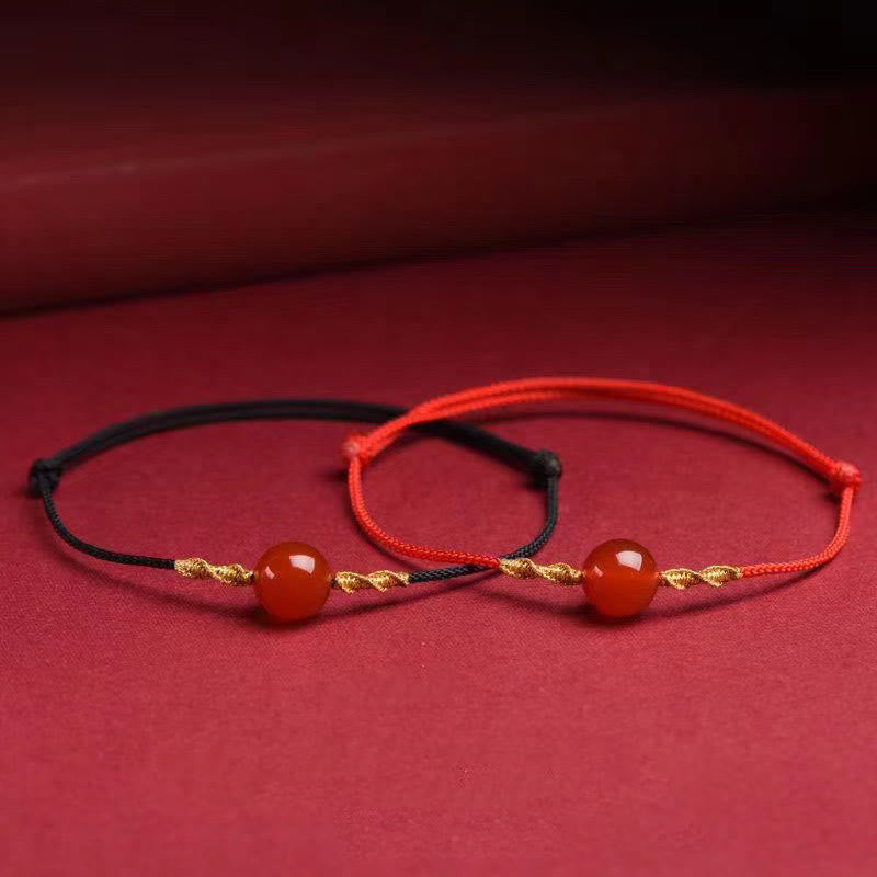 Bracelet ou collier tressé en agate rouge œil de chat calme