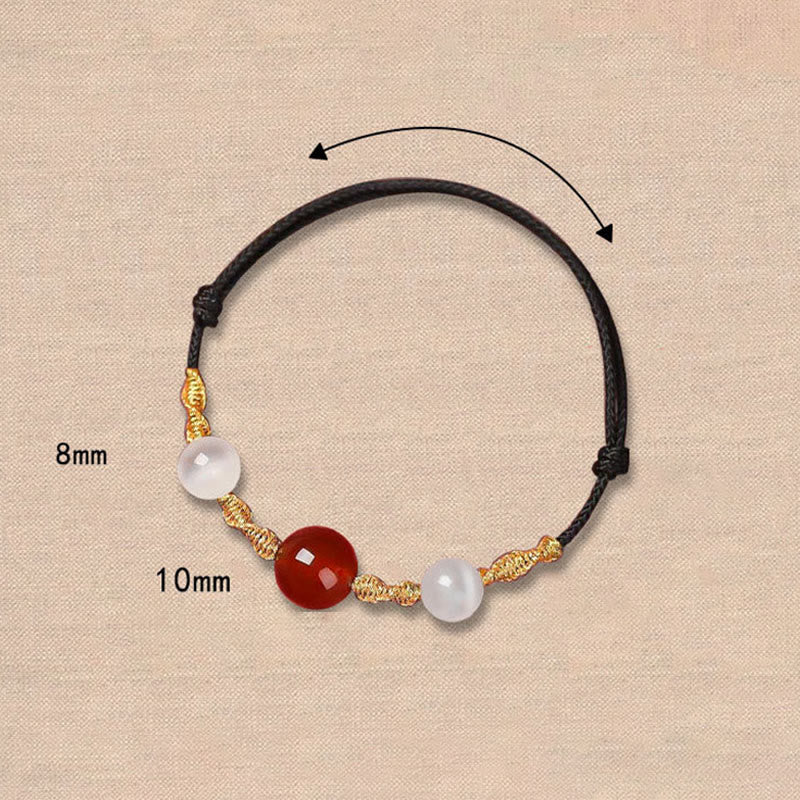 Bracelet ou collier tressé en agate rouge œil de chat calme