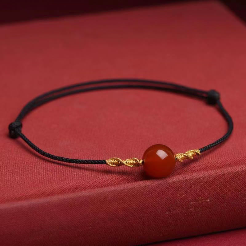 Bracelet ou collier tressé en agate rouge œil de chat calme