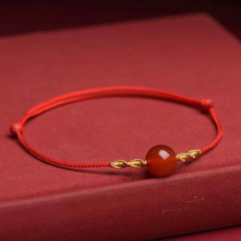 Bracelet ou collier tressé en agate rouge œil de chat calme