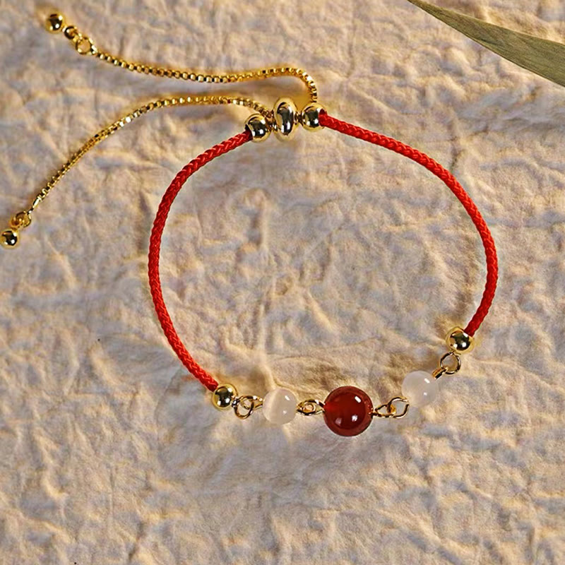Bracelet de protection et de confiance en agate rouge œil de chat