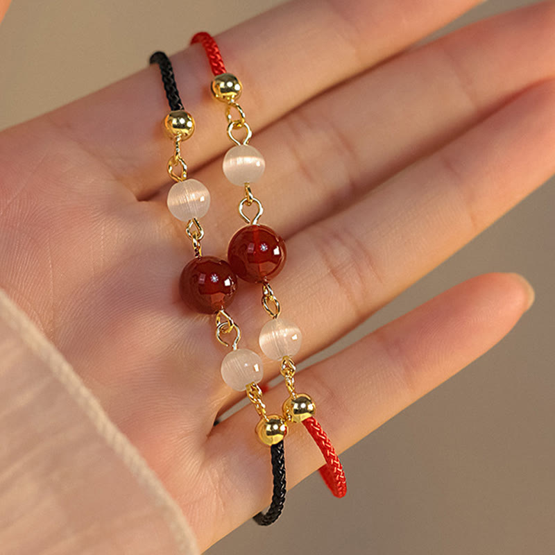 Bracelet de protection et de confiance en agate rouge œil de chat