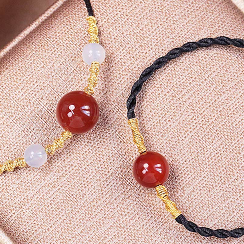 Collier bracelet en agate rouge et calcédoine pour la confiance et l'harmonie
