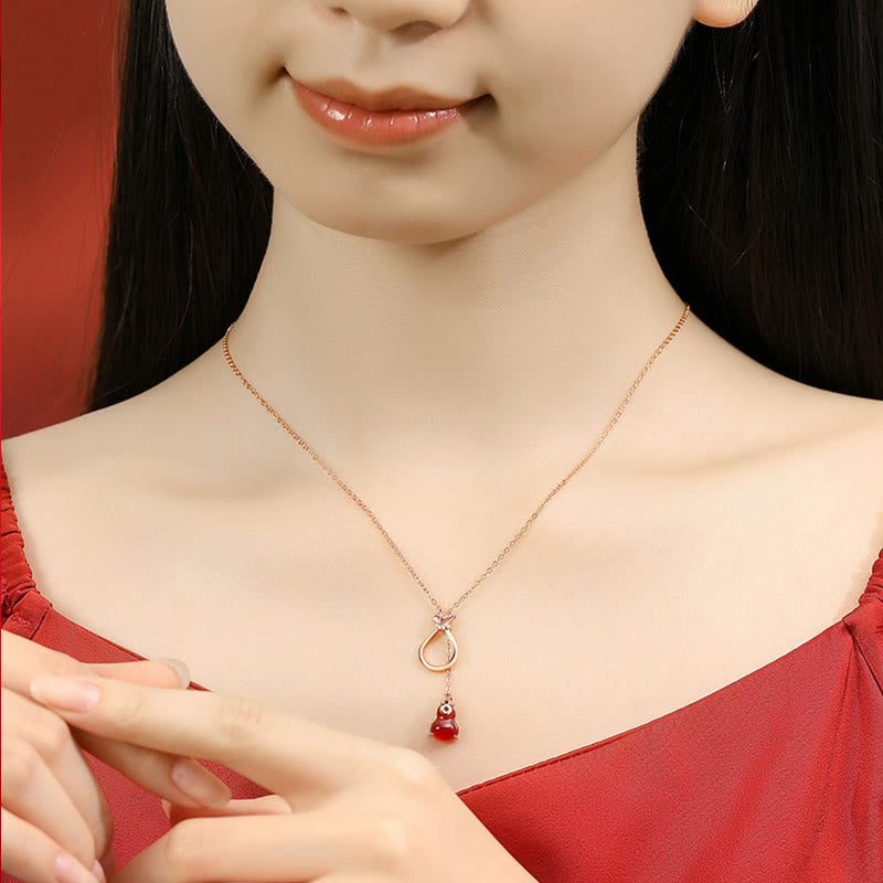 Collier en calcédoine et agate rouge | Confiance et chance