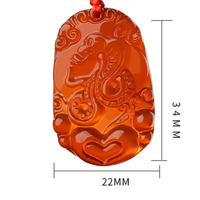 Collier en agate rouge du zodiaque chinois pour la chance et la vitalité