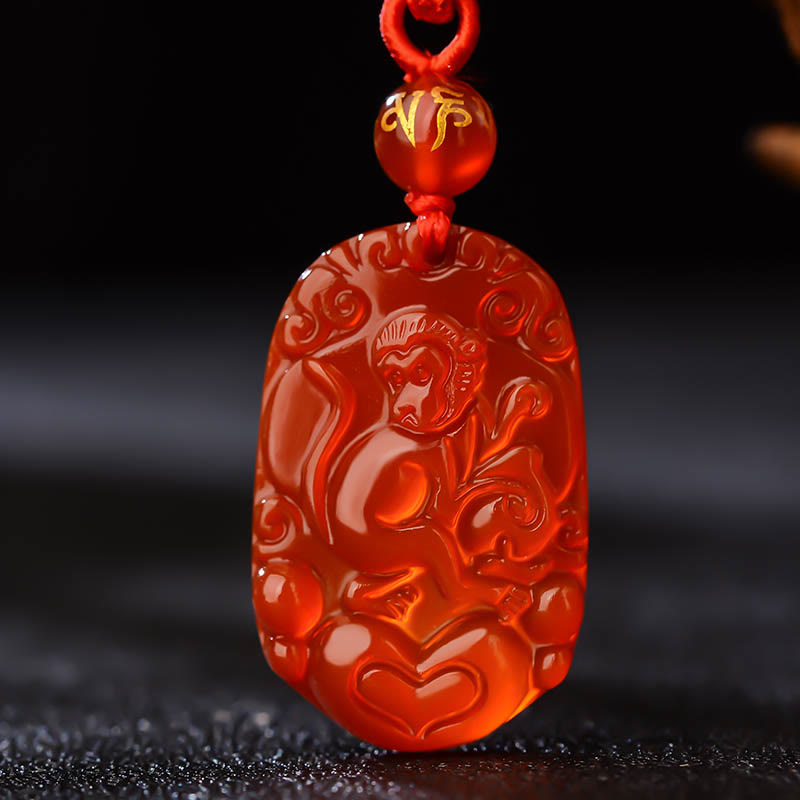 Collier en agate rouge du zodiaque chinois pour la chance et la vitalité