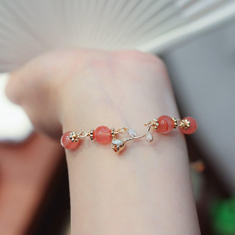 Bracelet chaîne Confiance et calme en agate rouge