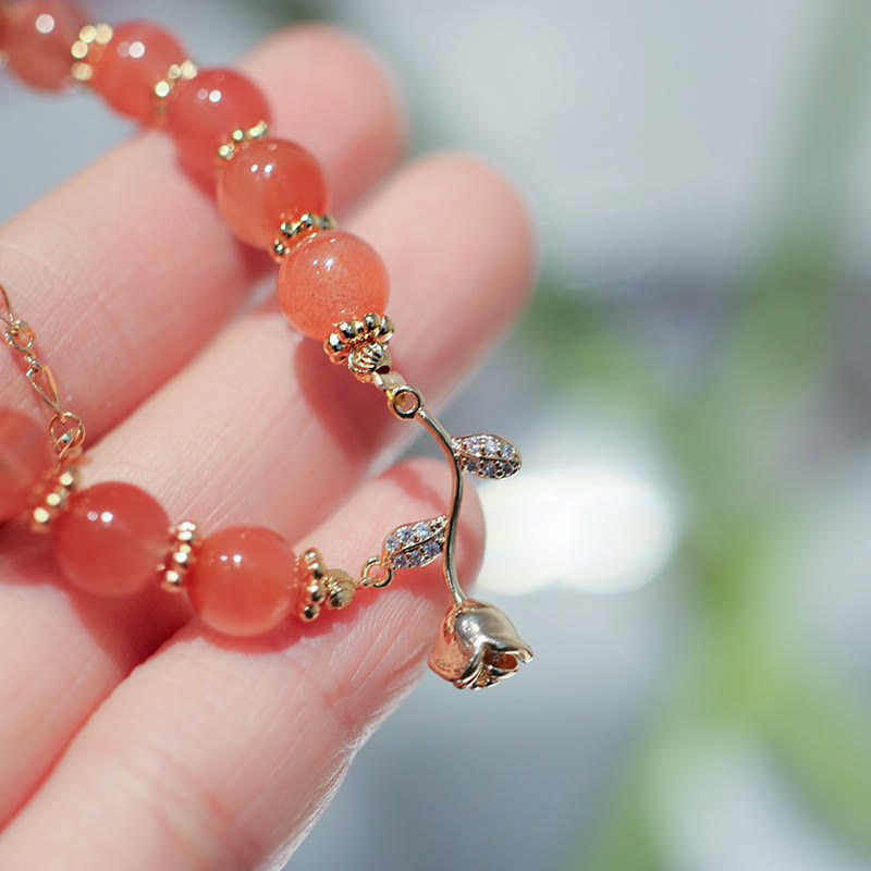 Bracelet chaîne Confiance et calme en agate rouge