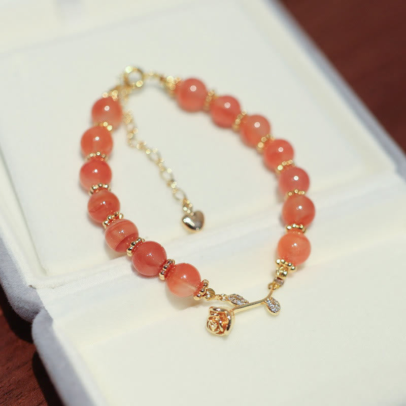 Bracelet chaîne Confiance et calme en agate rouge