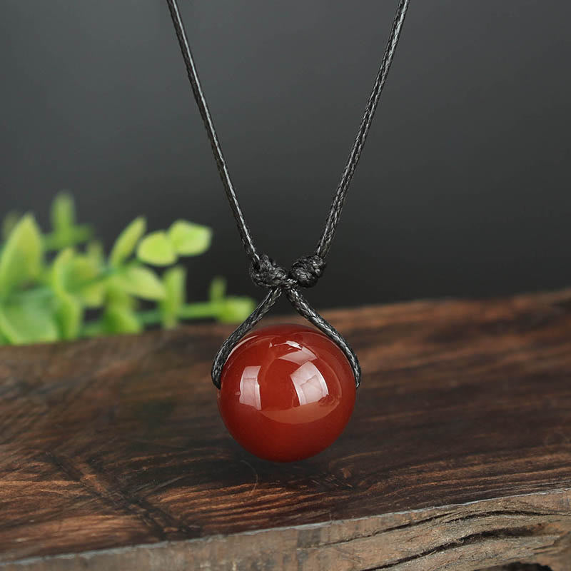 Collier Confiance en agate rouge | Pendentif en cuir