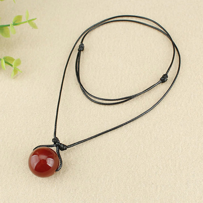 Collier Confiance en agate rouge | Pendentif en cuir
