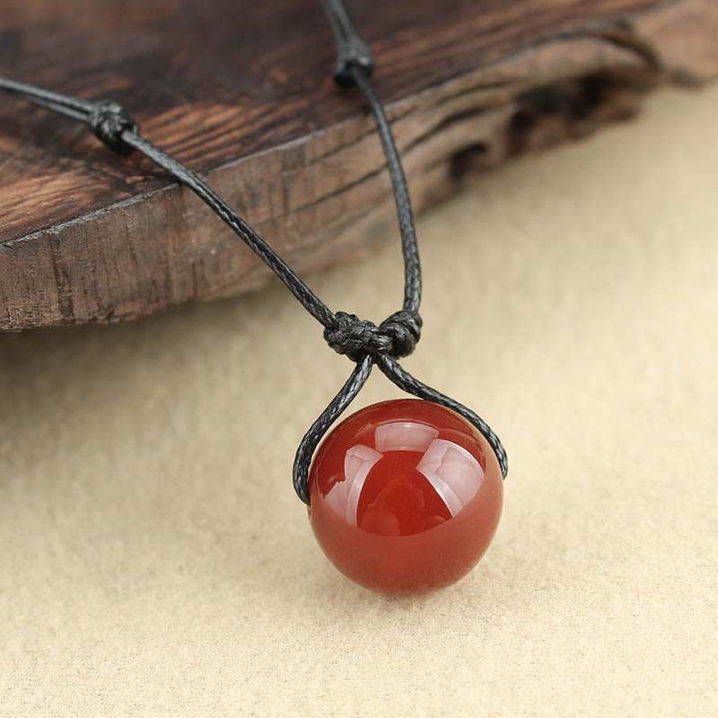 Collier Confiance en agate rouge | Pendentif en cuir