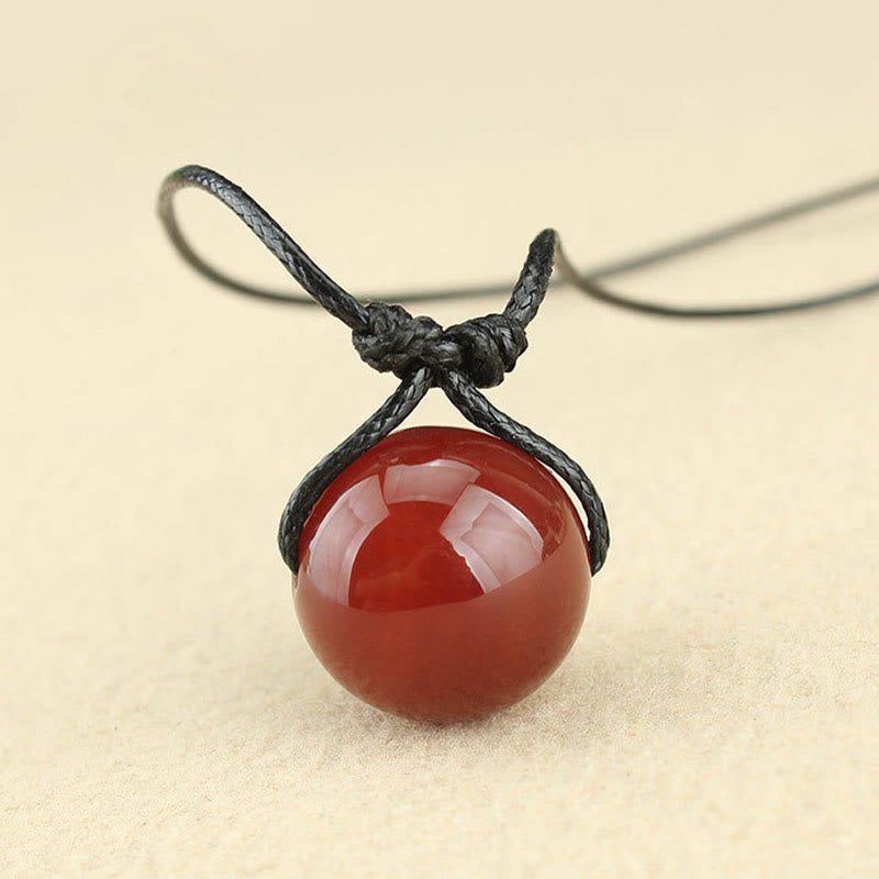 Collier Confiance en agate rouge | Pendentif en cuir