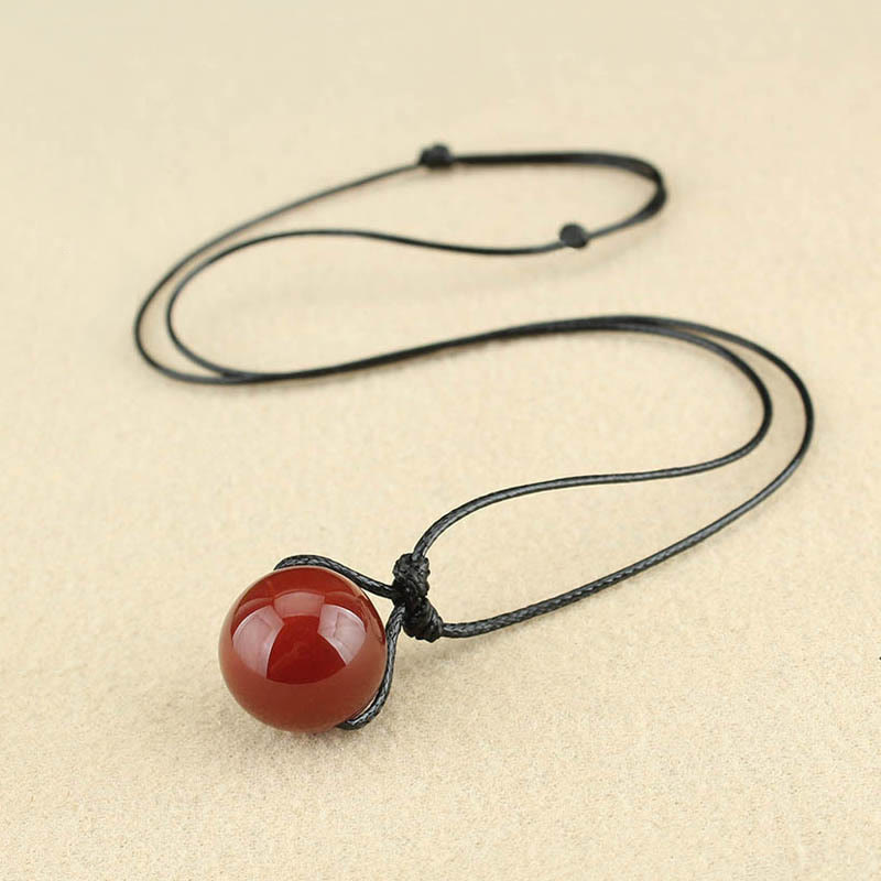Collier Confiance en agate rouge | Pendentif en cuir