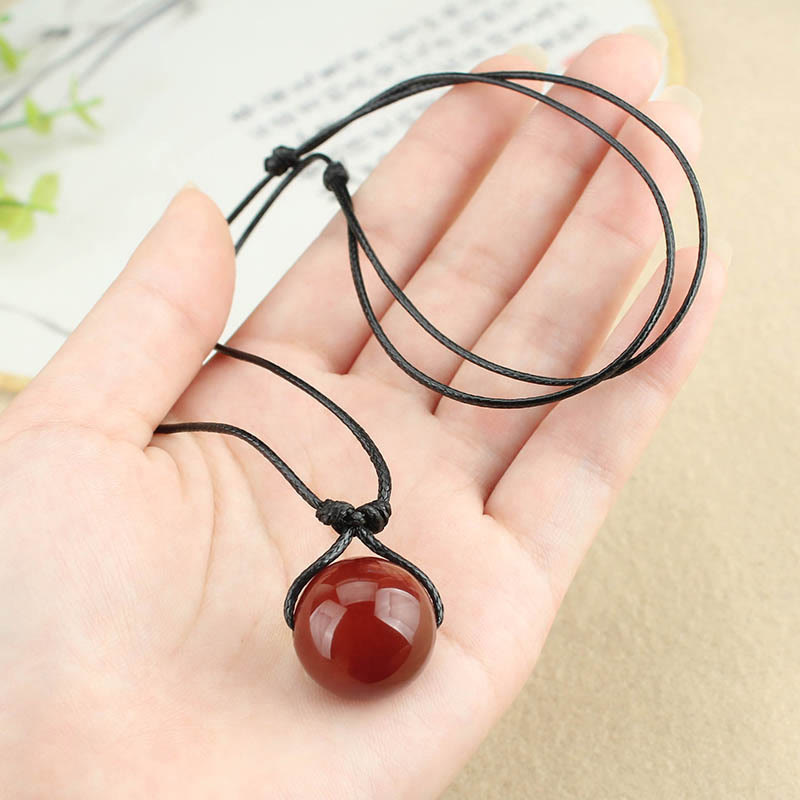 Collier Confiance en agate rouge | Pendentif en cuir