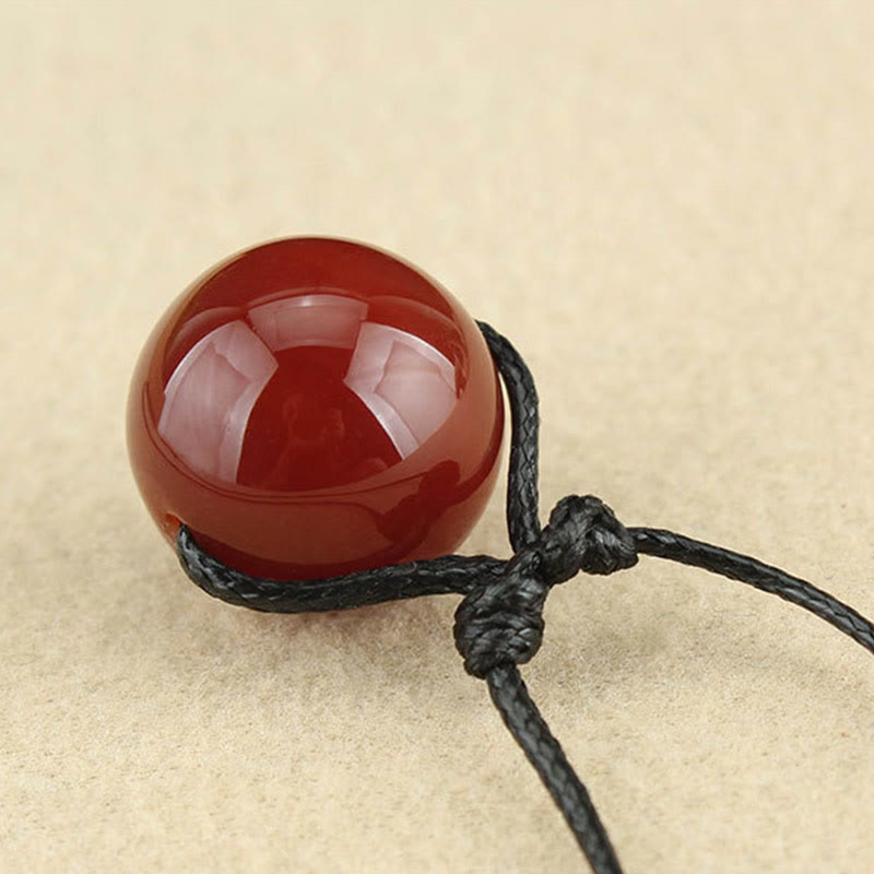 Collier Confiance en agate rouge | Pendentif en cuir