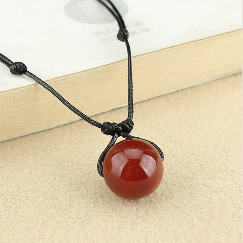 Collier Confiance en agate rouge | Pendentif en cuir