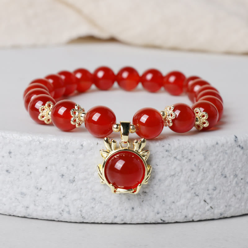 Bracelet de la paix en jade et agate rouge | Succès et protection