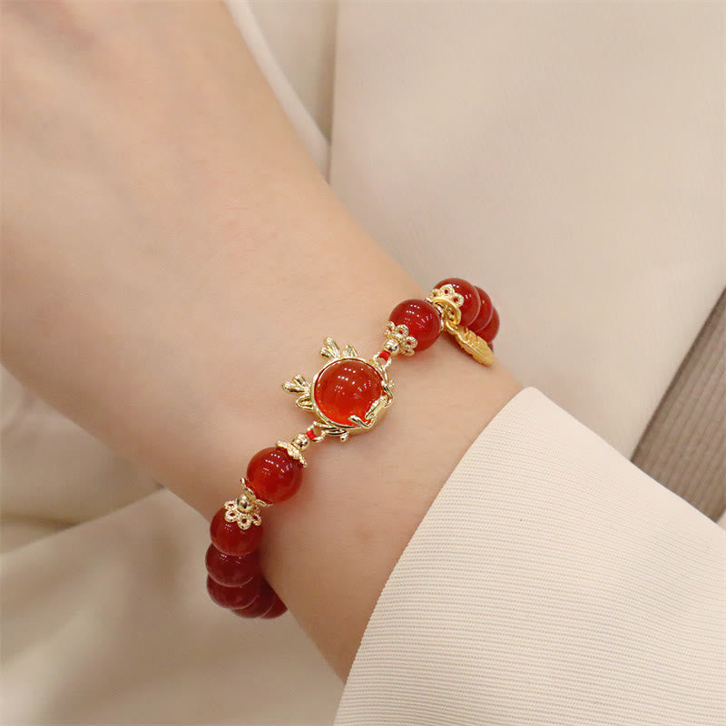 Bracelet de la paix en jade et agate rouge | Succès et protection