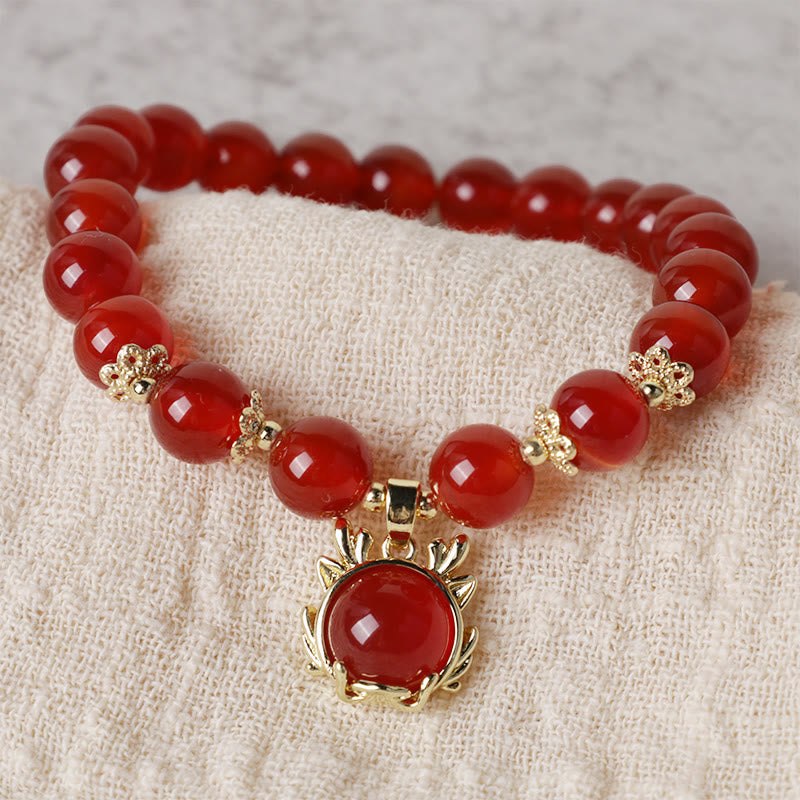 Bracelet de la paix en jade et agate rouge | Succès et protection